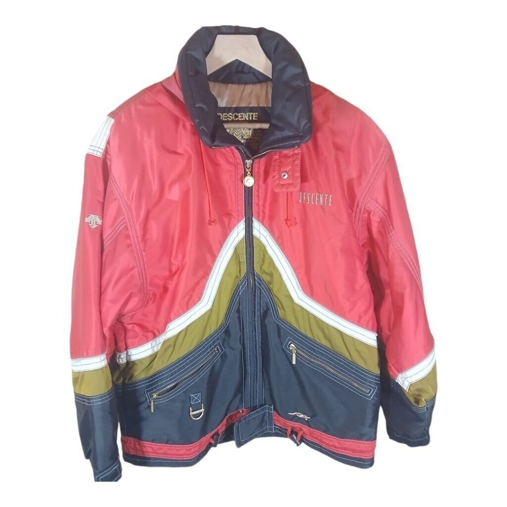 Descente Vintage Ski Jacket  Size 10 Insulated‎ Full Zip Winter Coat Red Retro